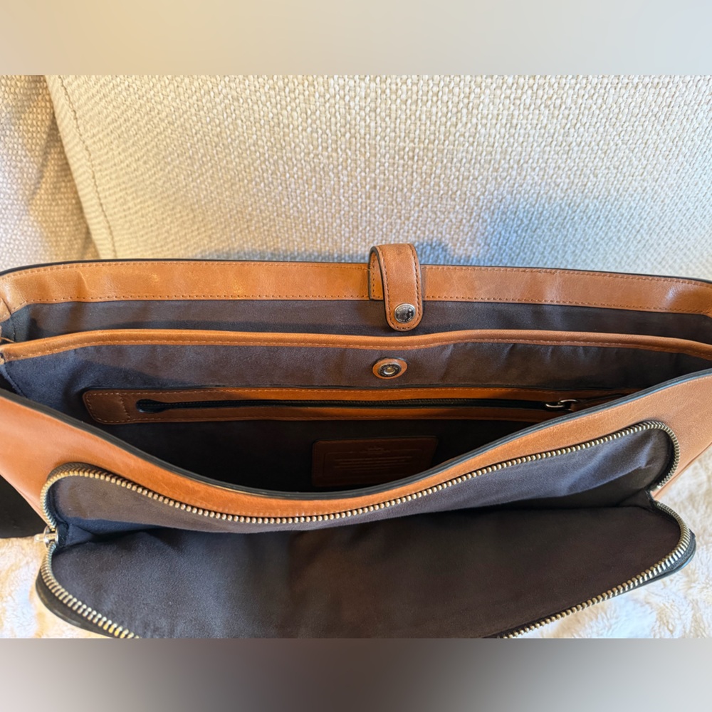 Coach Tan Leather Men's Briefcase - Picture 4 of 6